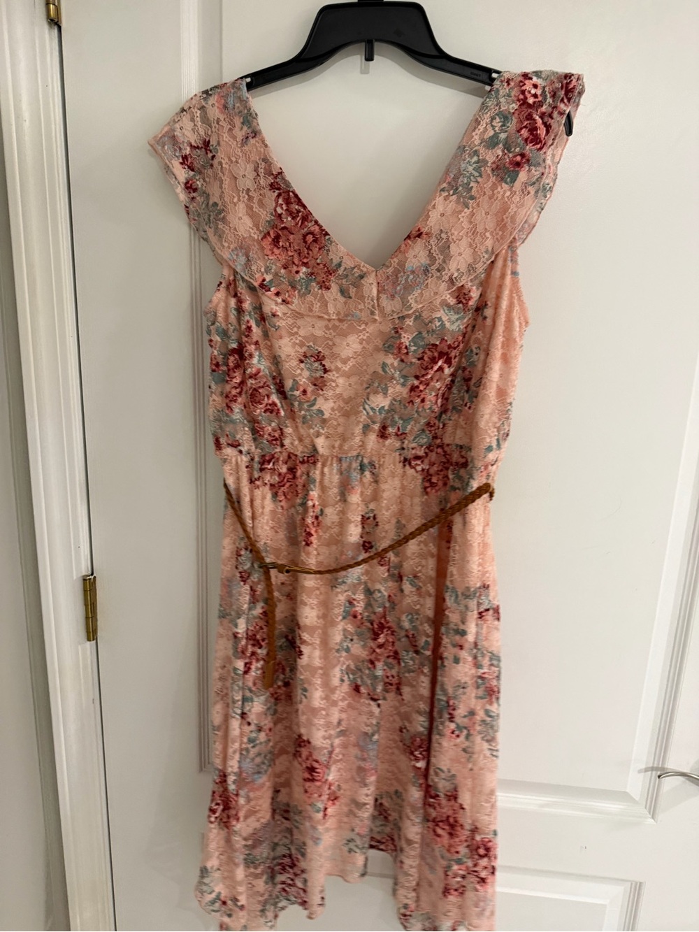 Pink Knee Length Floral Dress